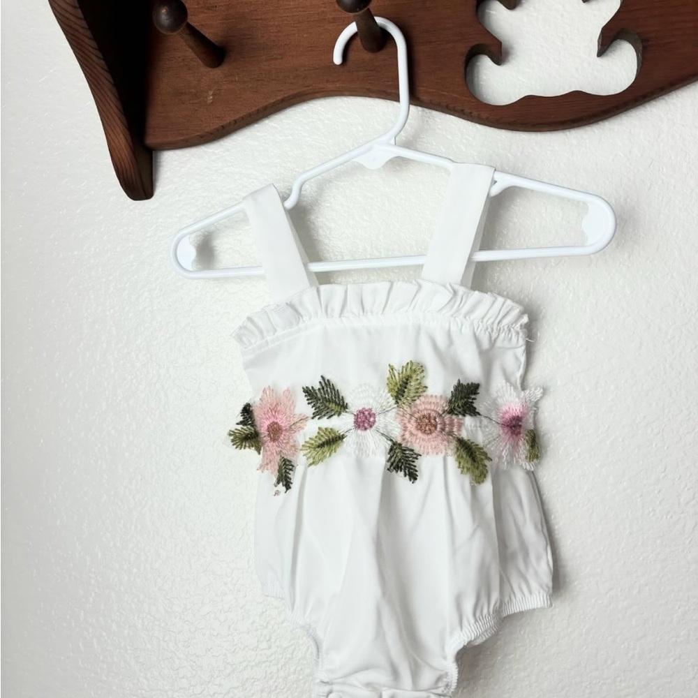 SHEIN White Floral Embroidered One Piece 0-3 mo.